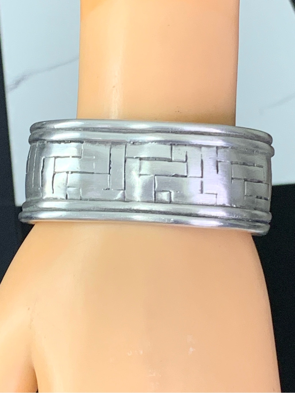 Vintage Taxco Mexico Sterling Silver 925 Woven Cuff Bracelet 47g - Signed